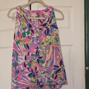 Lilly Pulitzer Pink, Green & Blue Abstract Floral Sleeveless Camisole